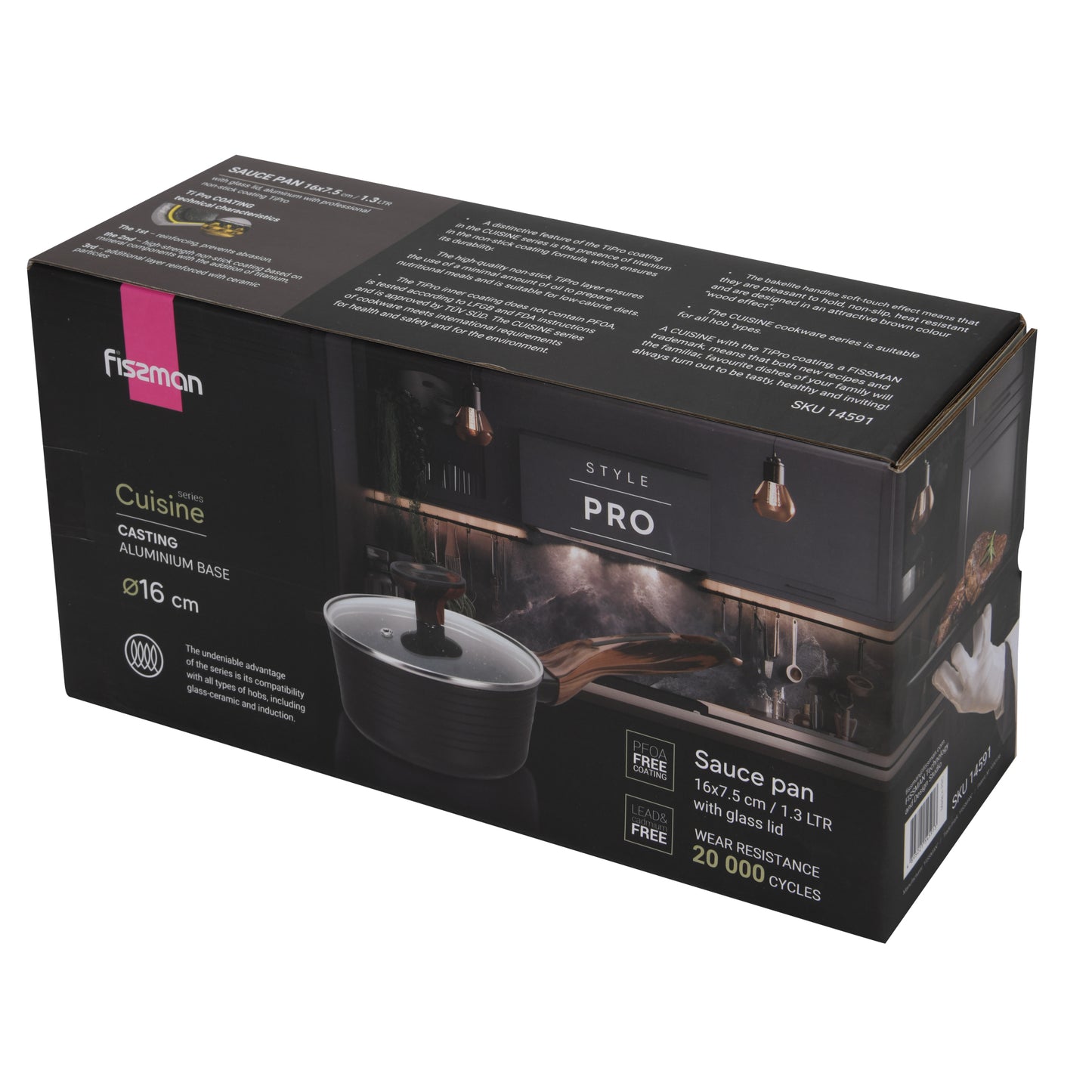 Cacerola Antiadherente Cuisine con Fondo de Inducción 1.3 Litros Fissman