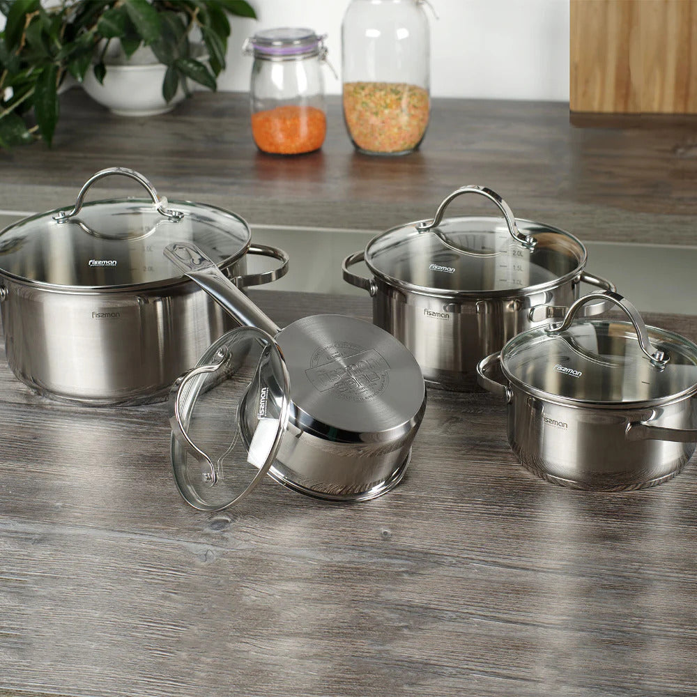 Batería Set De Cocina Ollas Gabriela 8 Piezas Fissman