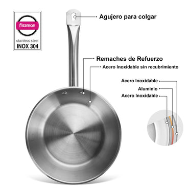 Sartén Professional Acero Inoxidable 28x6,5 cm Fissman
