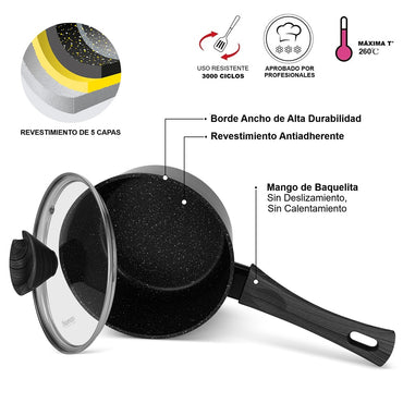 Cacerola Antiadherente Angela con Fondo de Inducción 1.39 Litros Fissman