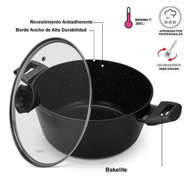 Olla Antiadherente Angela Tapa De Cristal 2.5 litros Fissman