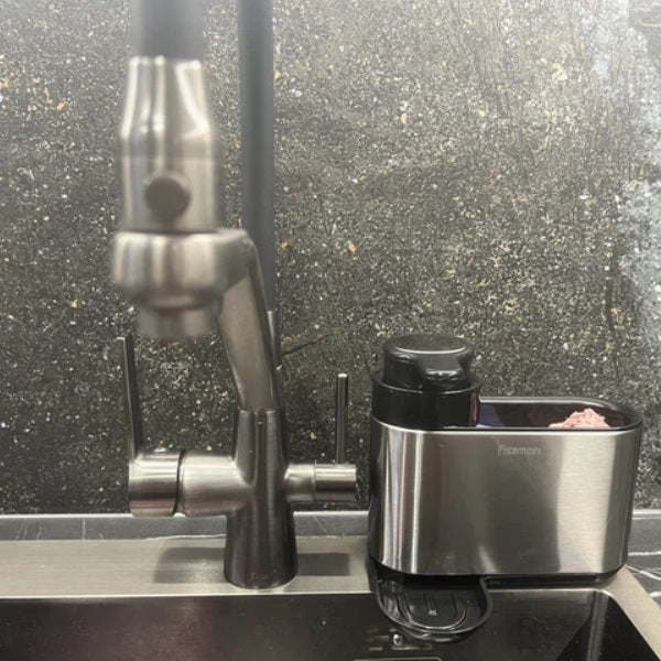 Dispensador de Lavalozas y Portaesponjas Gris con Negro 16x13x18cm Fissman