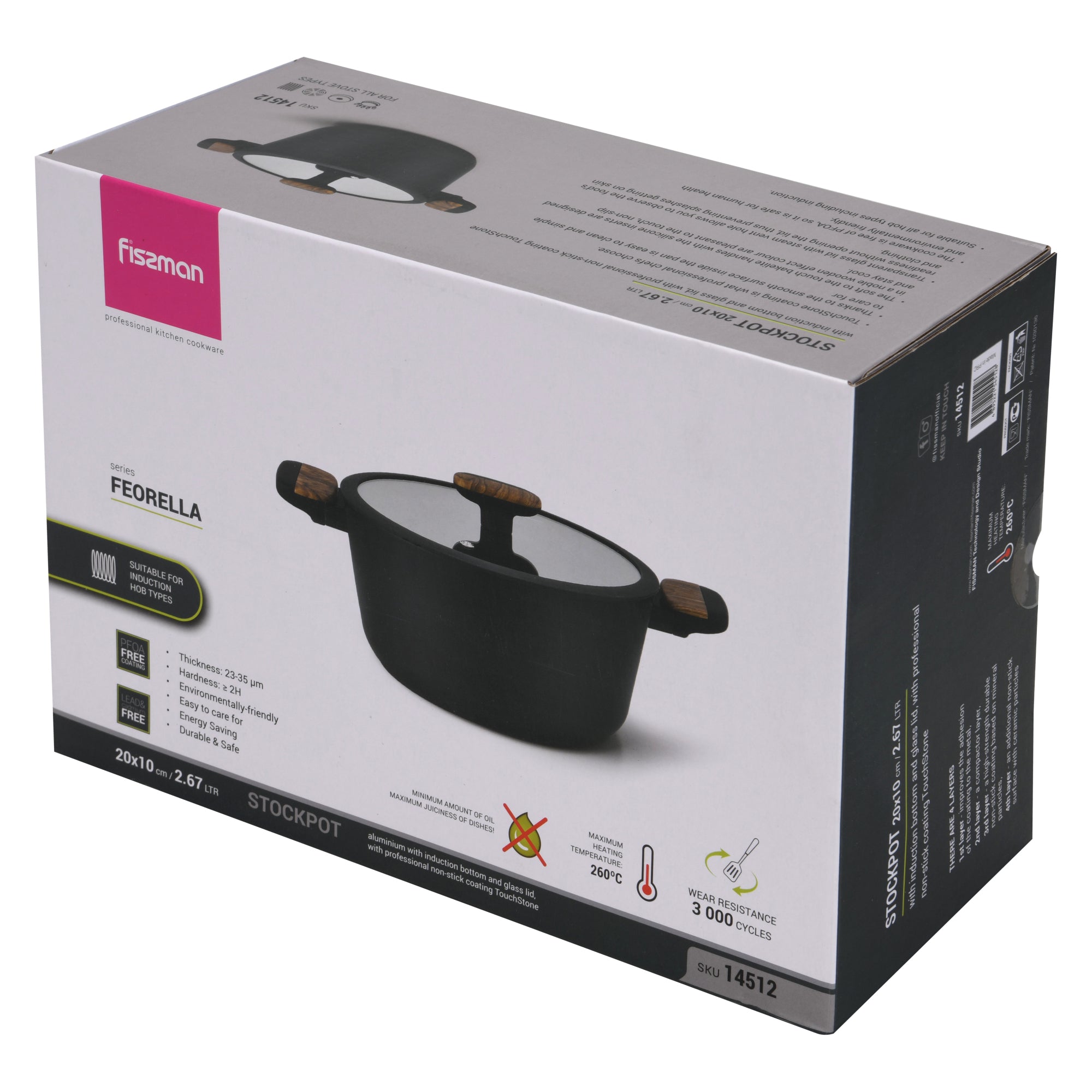 Olla Feorella Con Tapa De Cristal 2.67 Litros Fissman