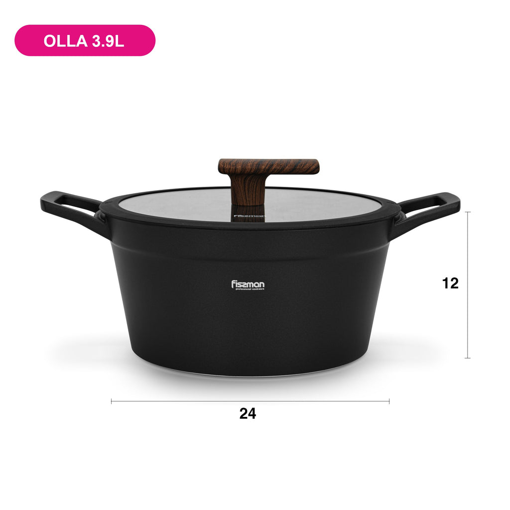 Olla Antiadherente Filomena Con Tapa De Cristal 3.9 litros Fissman