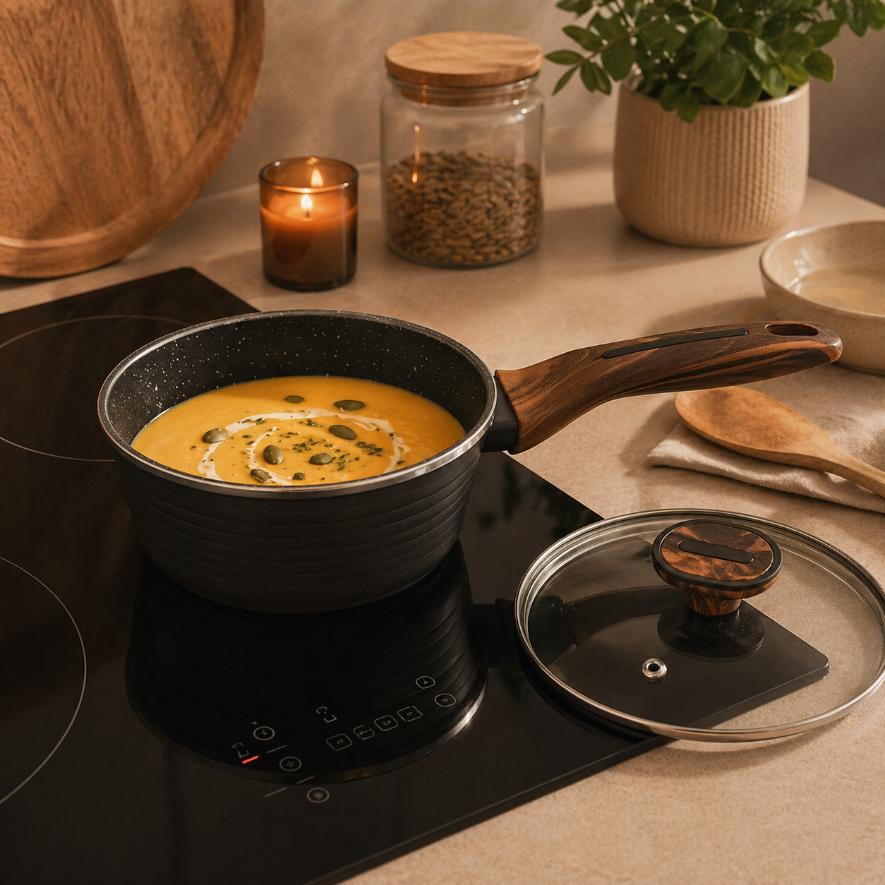 Cacerola Antiadherente Cuisine con Fondo de Inducción 1.3 Litros Fissman
