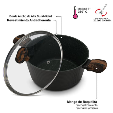 Olla Antiadherente Cuisine Tapa De Cristal 2.6 litros Fissman