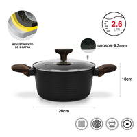 Olla Antiadherente Cuisine Tapa De Cristal 2.6 litros Fissman