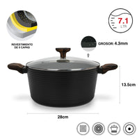 Olla Antiadherente Cuisine Tapa De Cristal 7.1 litros Fissman