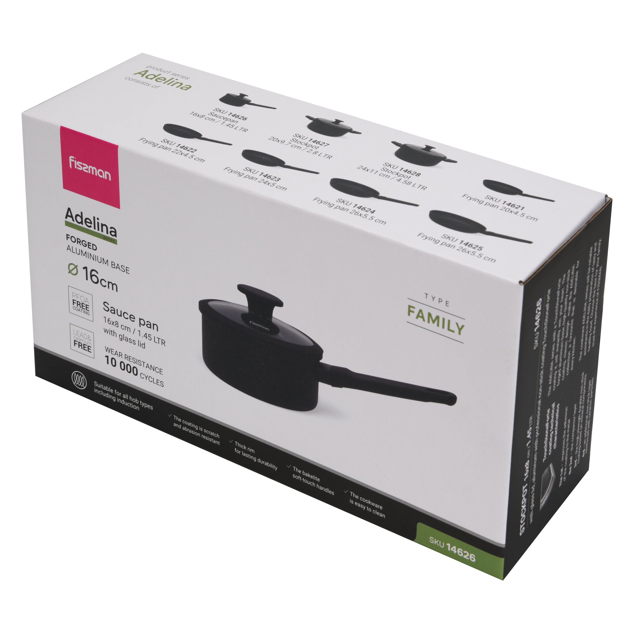 Cacerola Adelina Con Tapa De Cristal 1.45 Lts Fissman