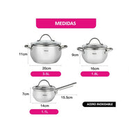 Set Ollas Martínez 6 Piezas Fissman