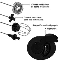 Mini Espumador Batidor Negro Portátil USB Fissman