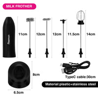 Mini Espumador Batidor Negro Portátil USB Fissman