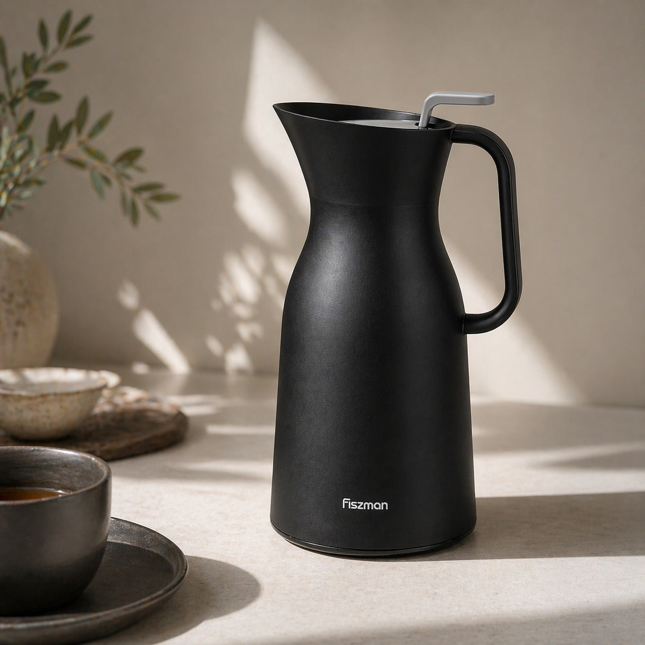 Thermo Jarra 1000 ml Negro con revestimiento de vidrio
