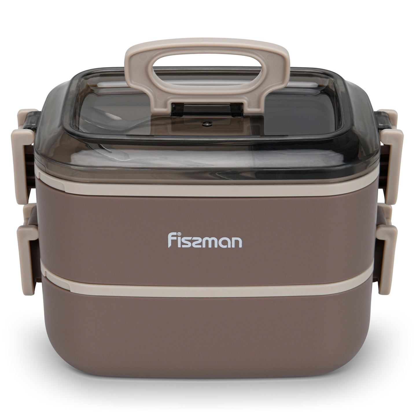 Contenedor Tupper Premium Bento Box Doble 1800ml Brown Fissman