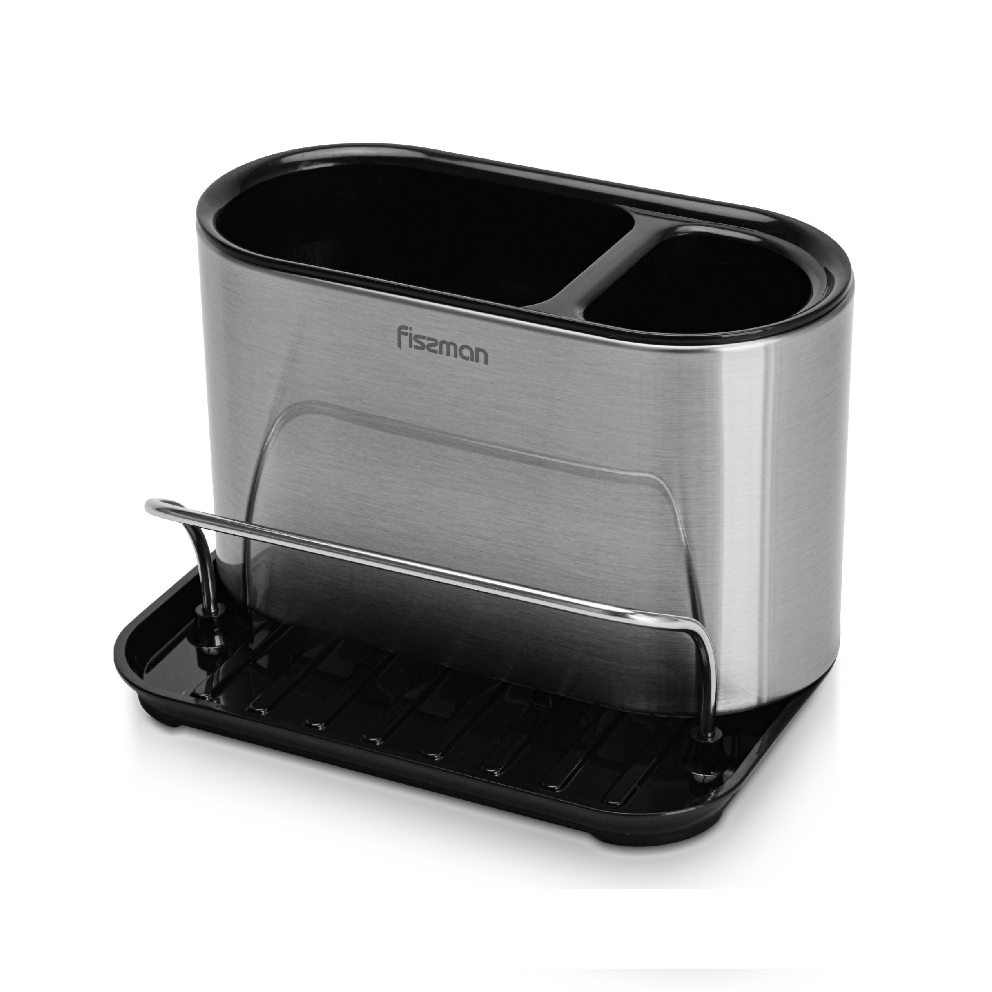 Portaesponja + Portalavalozas Gris con Negro 18x12x13cm Fissman