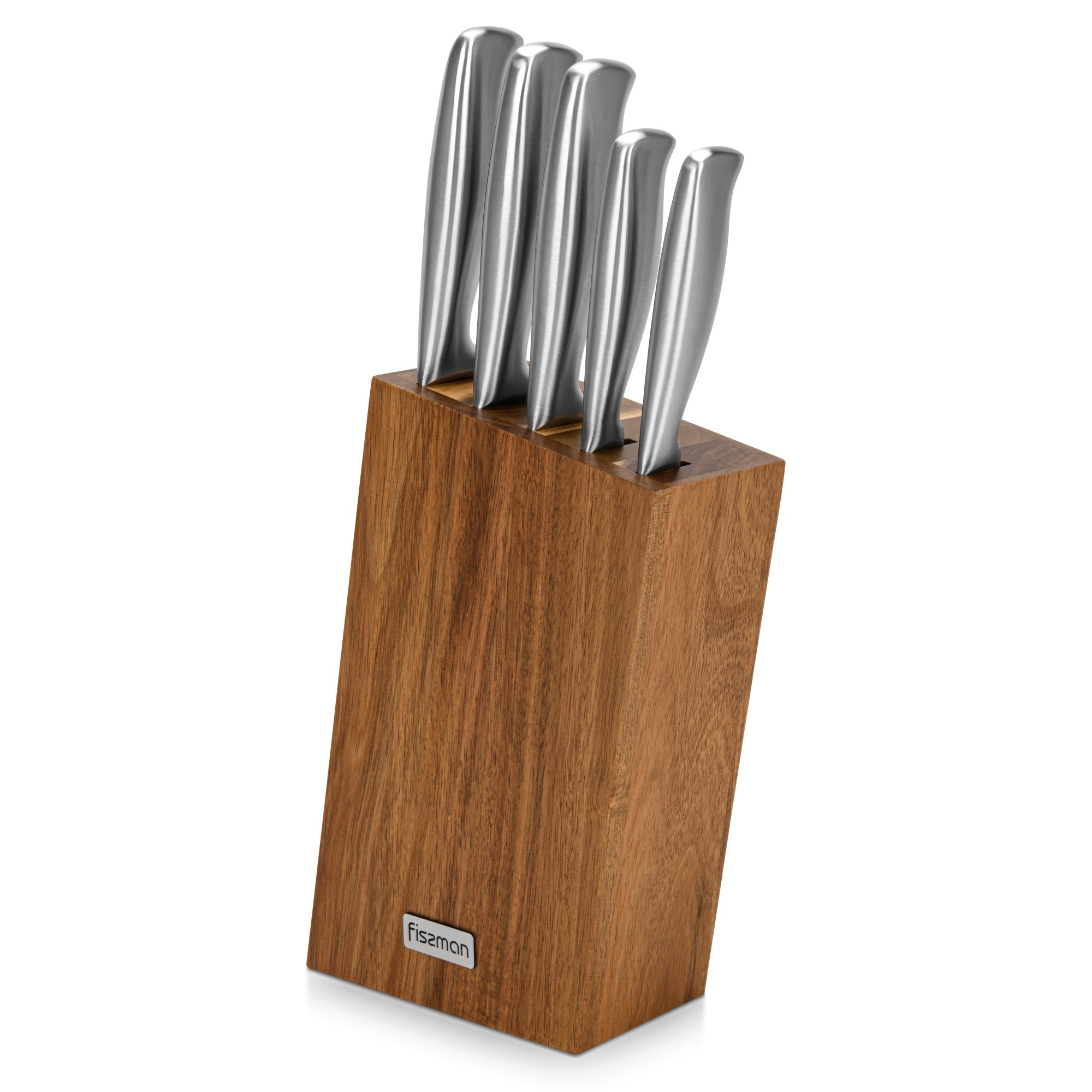 Set 5 Cuchillos Nagatomi + Base De Madera Fissman