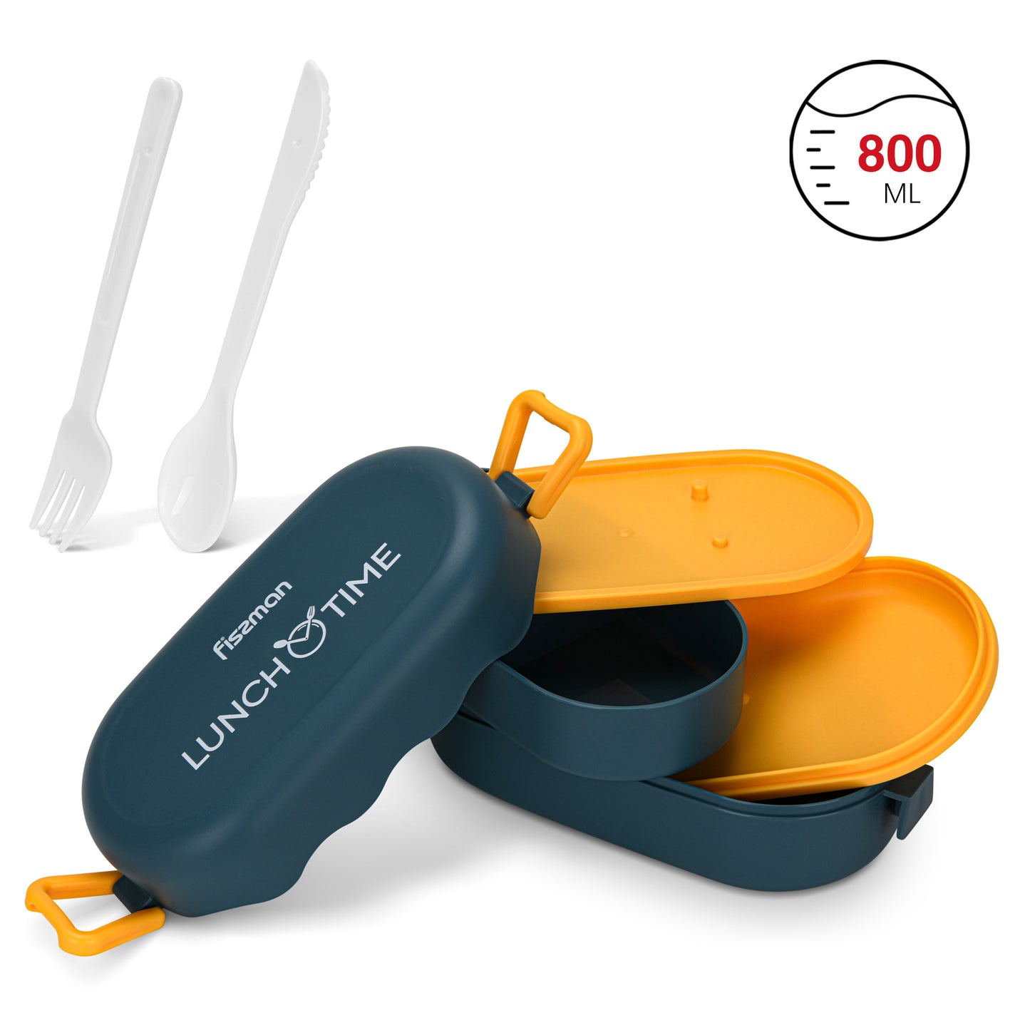 Tupper Doble 800ml  Azul Fissman