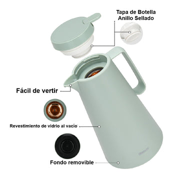 Thermo Jarra 1000 ml Menta con revestimiento de vidrio