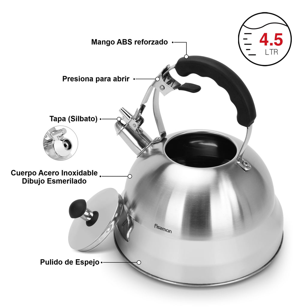 Tetera Premium Alba Acero Inoxidable 4.5 Litros Fissman