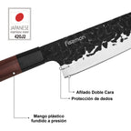 Set 4 cuchillos de cocina Kendo + Afilador y Barra magnética Fissman