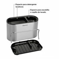 Portaesponja + Portalavalozas Gris con Negro 18x12x13cm Fissman