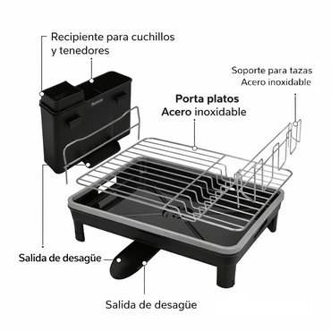 Escurridor de platos 48x32x16cm Fissman