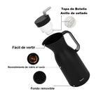 Thermo Jarra 1000 ml Negro con revestimiento de vidrio