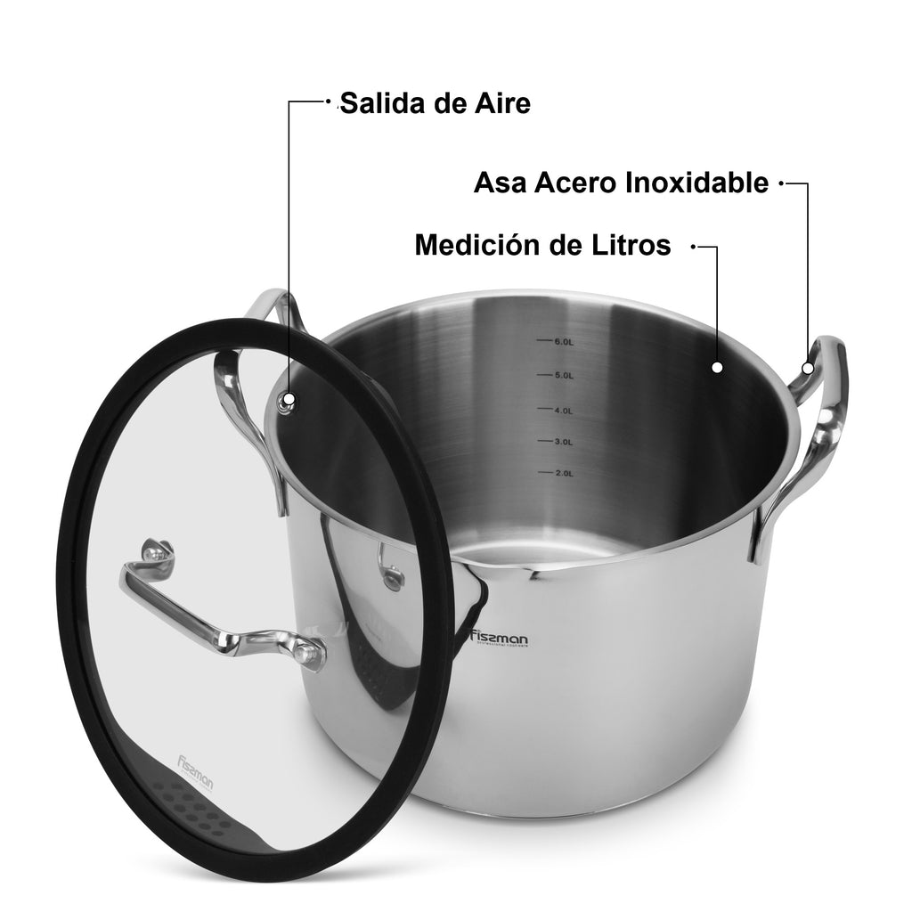 Set Ollas Con Colador Fabia 6.2 + 2.5 Litros - 4 Piezas Fissman