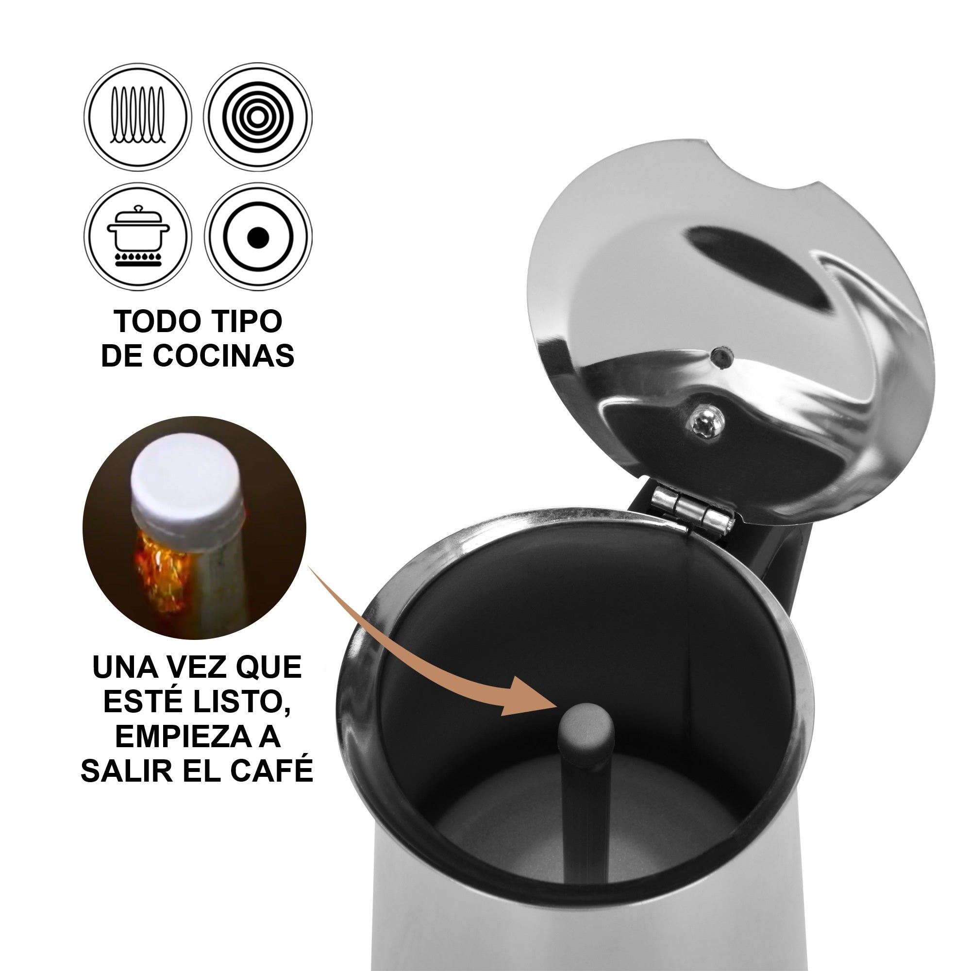 Cafetera Italiana Acero Geyser 450ml Fissman