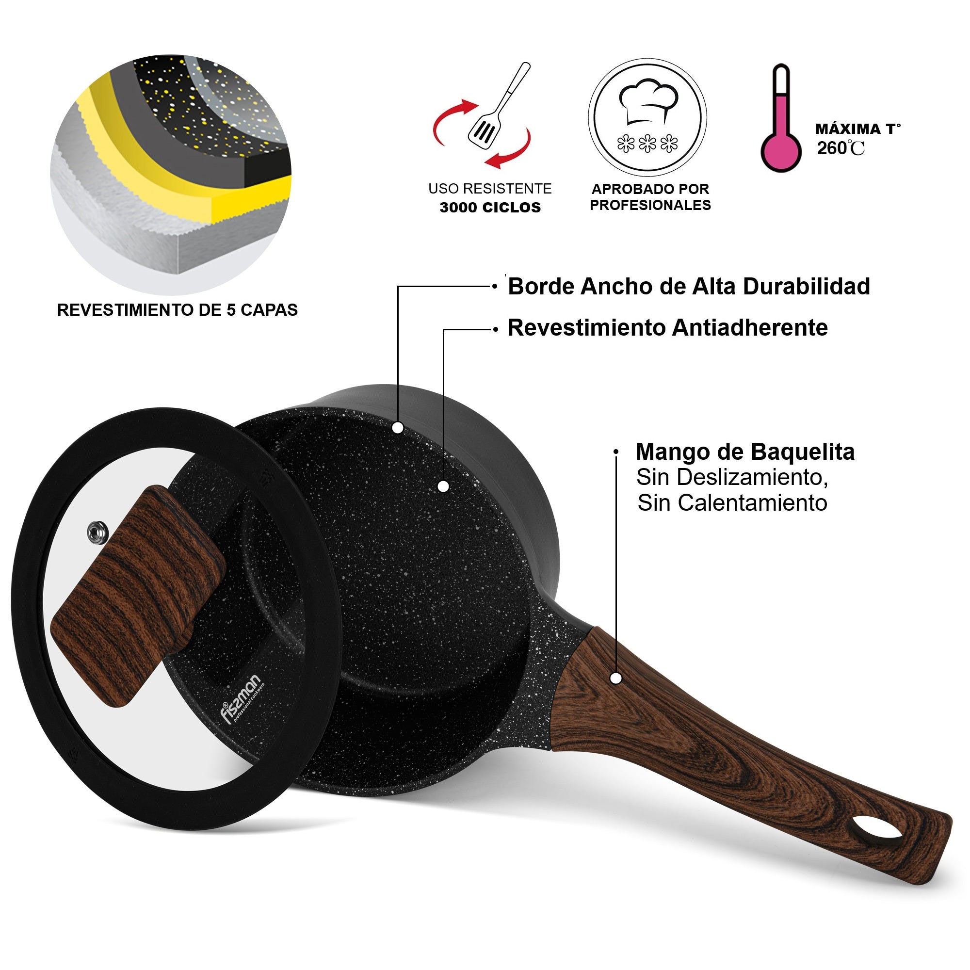 Cacerola Antiadherente Filomena con Fondo de Inducción 1.2 Litros Fissman