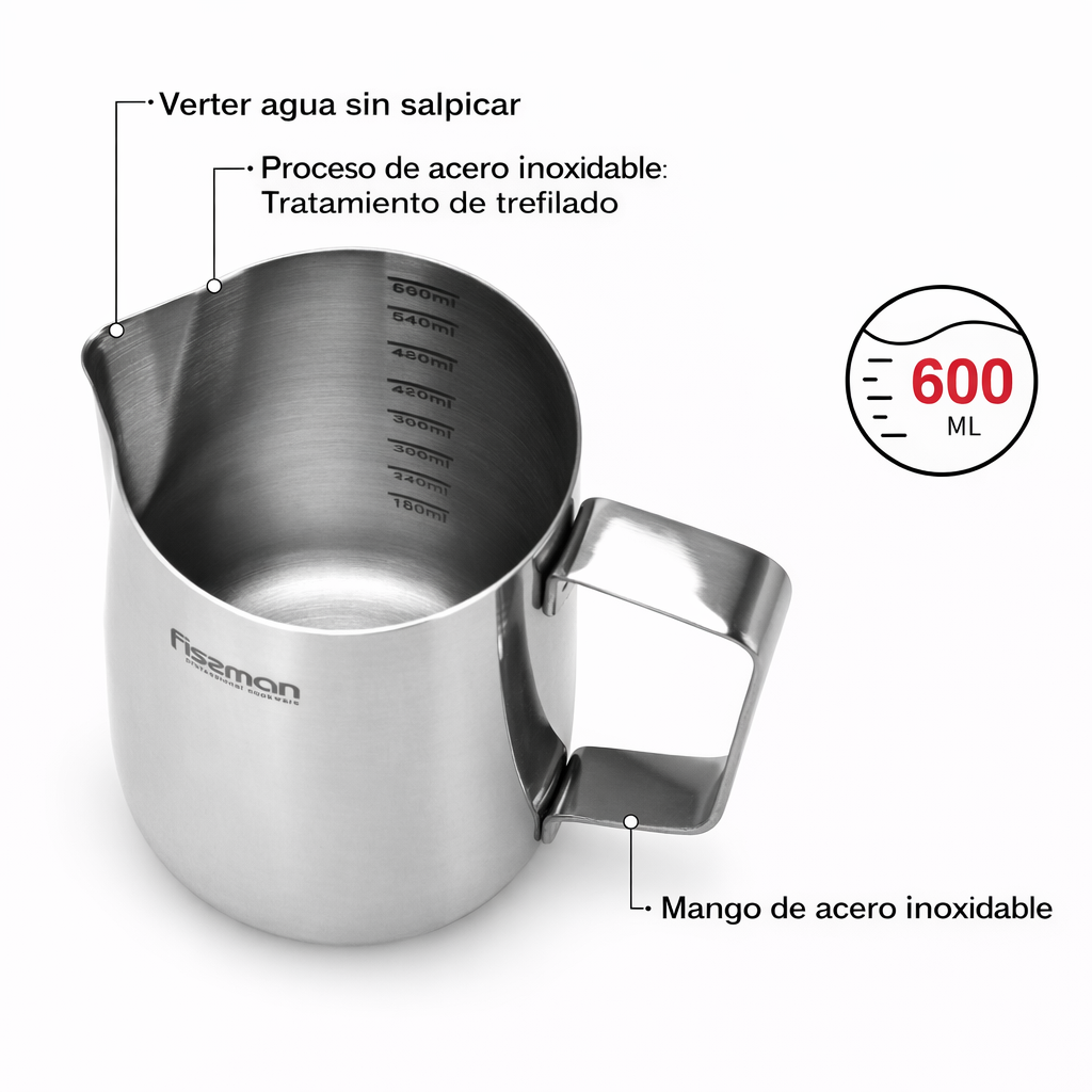 Jarra de Leche Acero Inoxidable 600ml Fissman