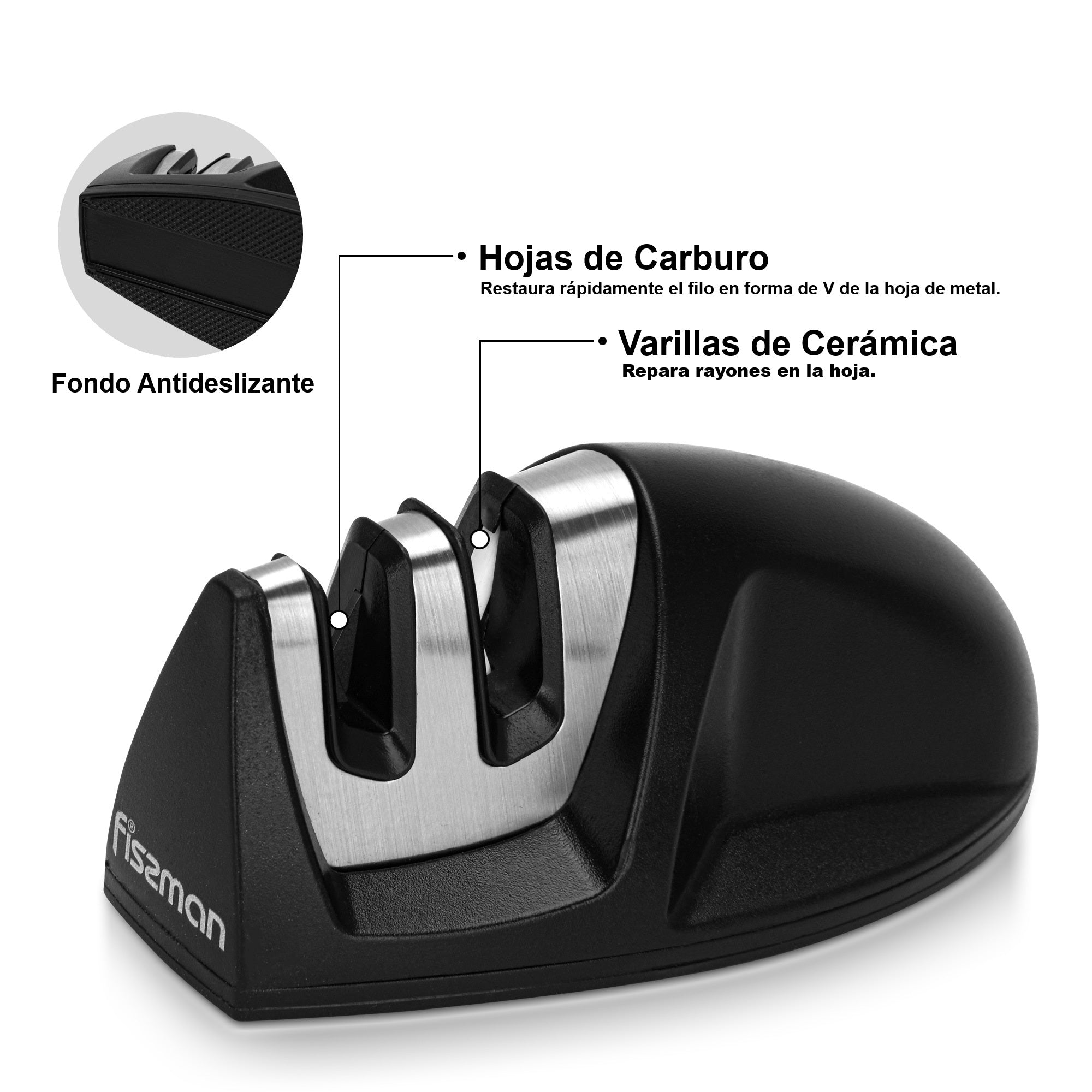 Set 4 cuchillos de cocina Kendo + Afilador y Barra magnética Fissman