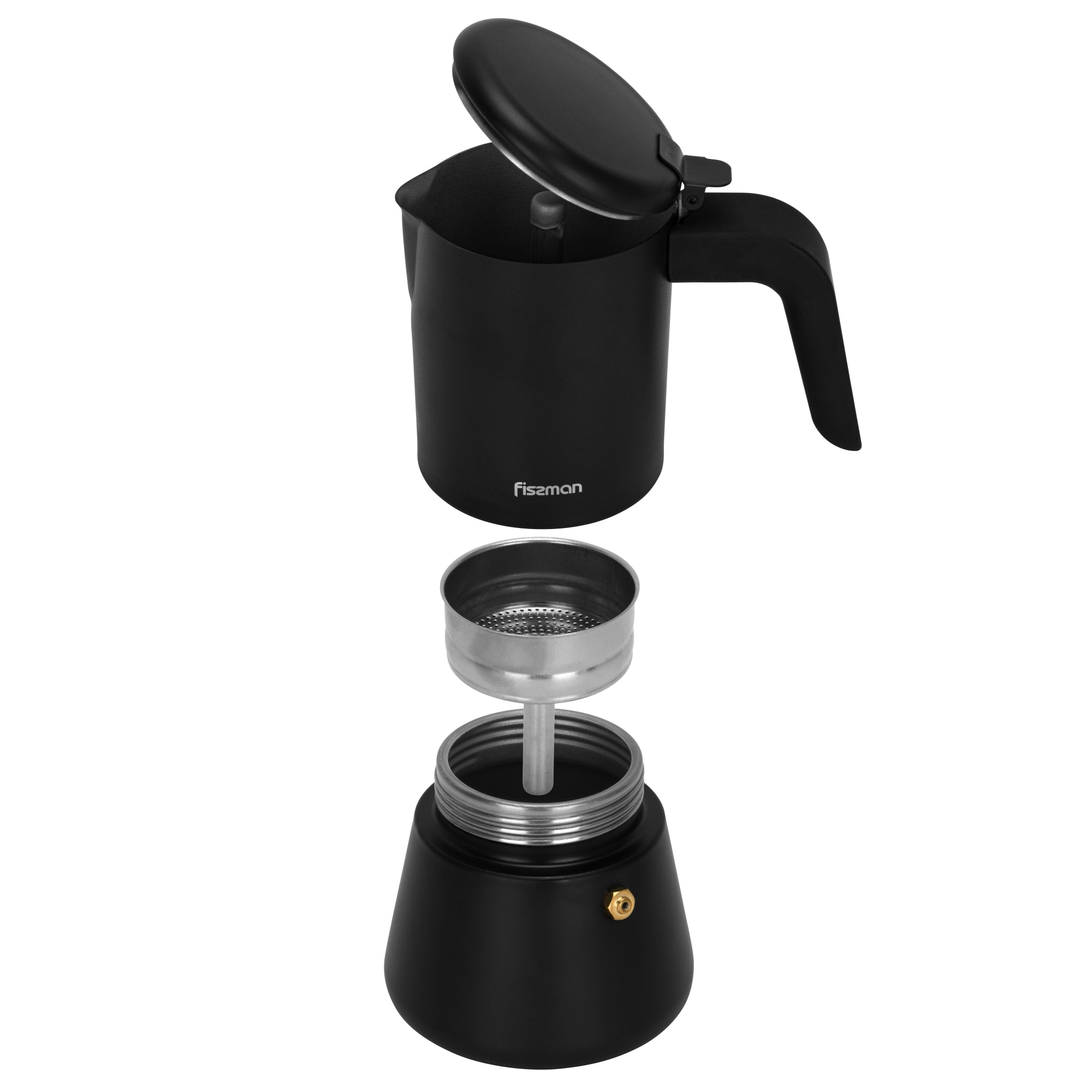 Cafetera Italiana Geyser Negra 300ml | 6 Tazas Fissman