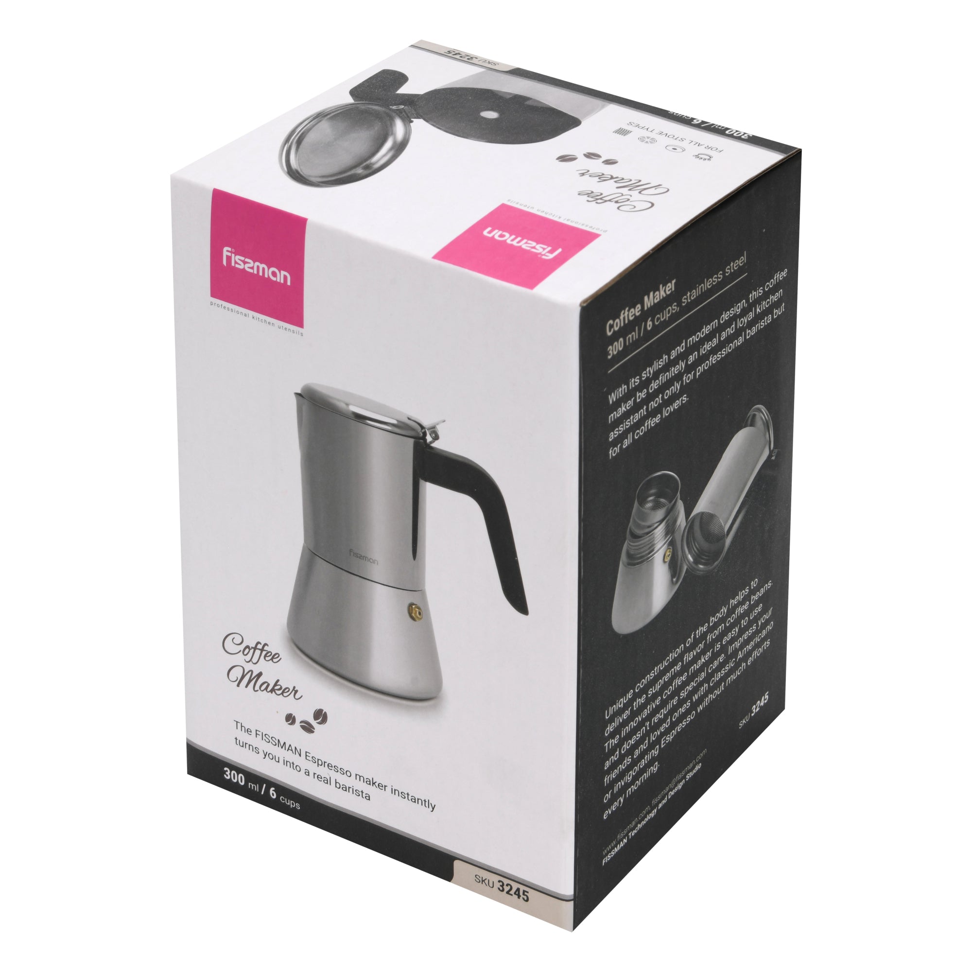 Cafetera Italiana Geyser Acero 300 Ml Fissman
