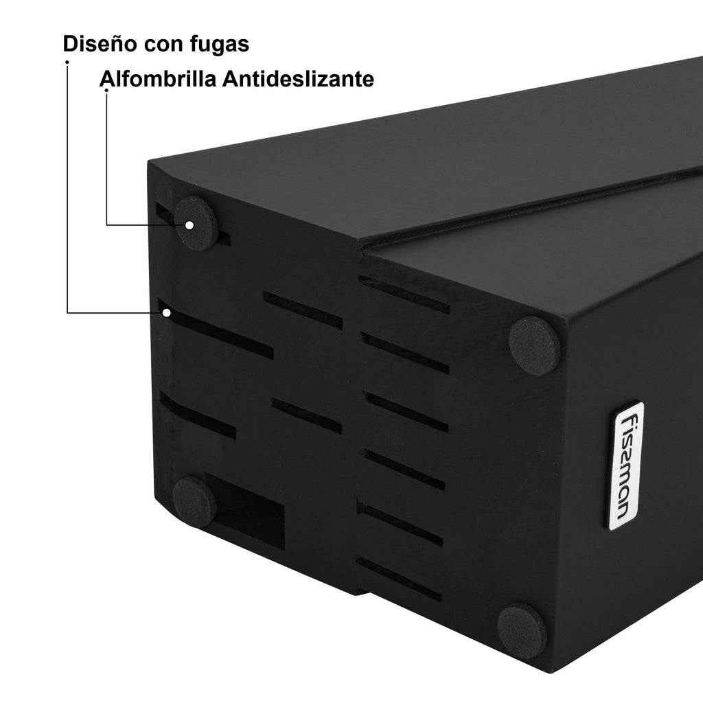 Set 11 Cuchillos Profesionales Yasumoto + Tijeras de Cocina y Base Madera Fissman