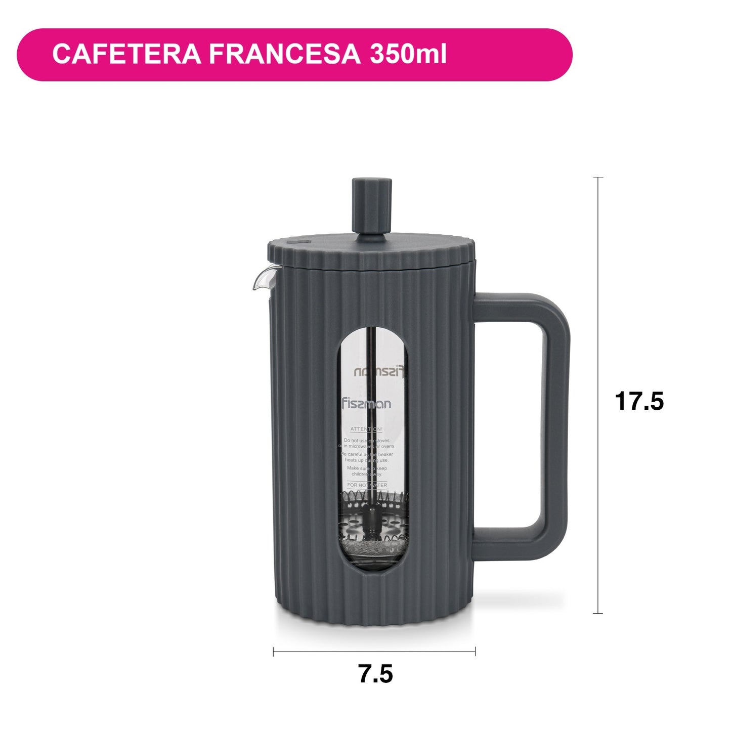 Cafetera Prensa Francesa La Gris 350 Ml Fissman
