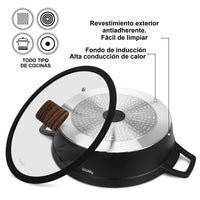 Olla Arrocera Antiadhrente 3.5 litros 28 cm con fondo de induccion Fissman