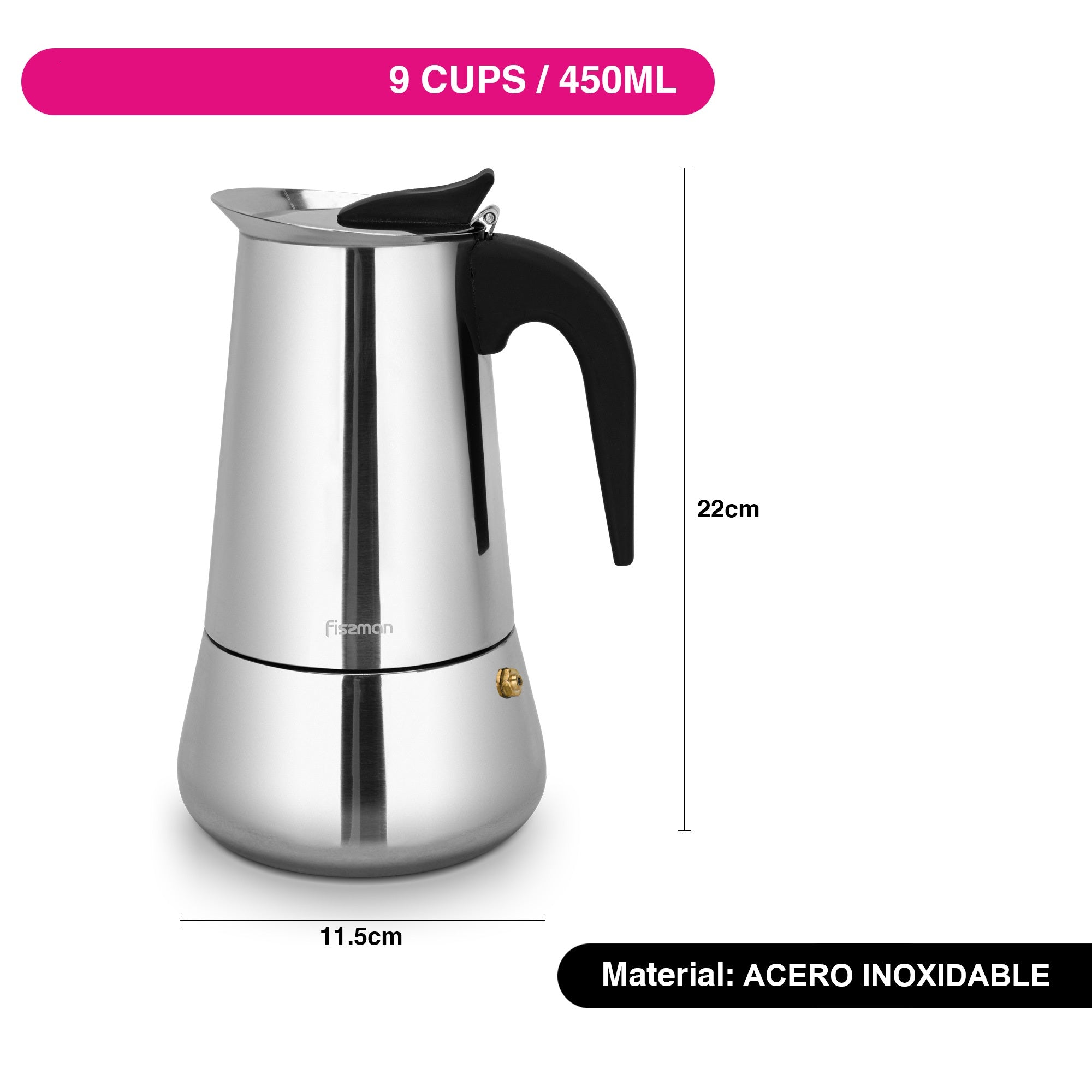 Cafetera Italiana Acero Geyser 450ml Fissman