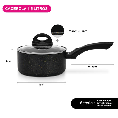 Cacerola Antiadherente Forde con Fondo de Inducción 1.5 Litros Fissman