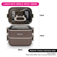 Contenedor Tupper Premium Bento Box Doble 1800ml Brown Fissman