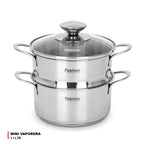Mini Vaporera Bambino 1.1 litros de Acero Inoxidable con fondo de inducción