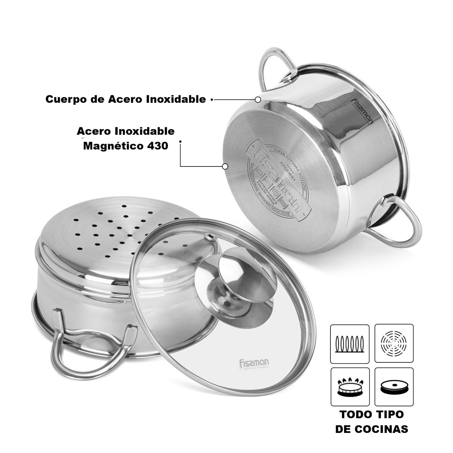 Mini Vaporera Bambino 1.1 litros de Acero Inoxidable con fondo de inducción