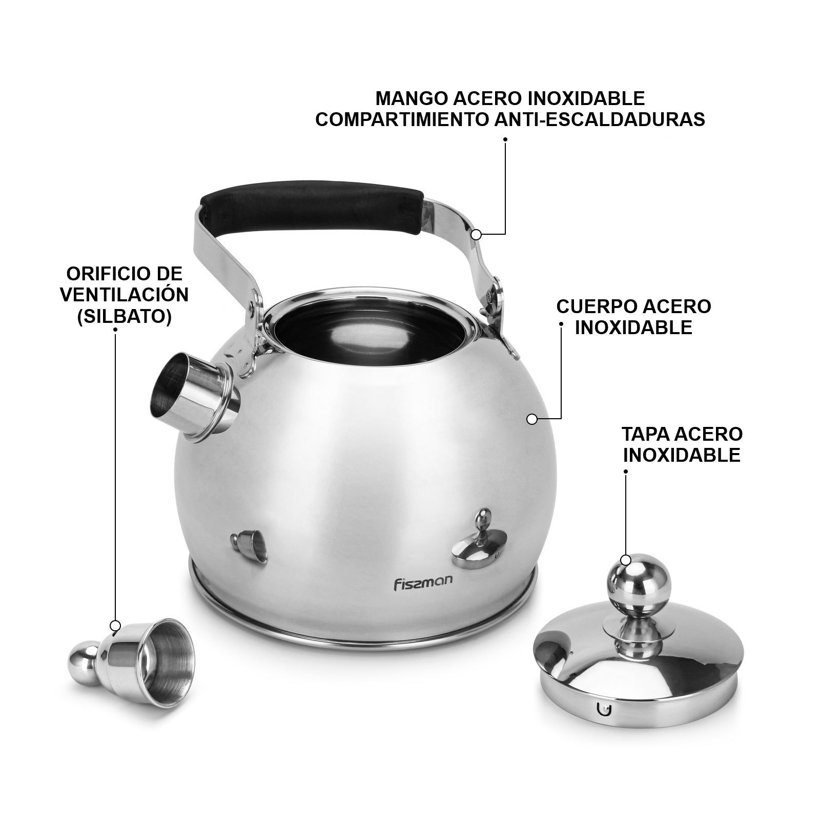 Tetera Premium Elis Acero Inoxidable 3 Litros Fissman