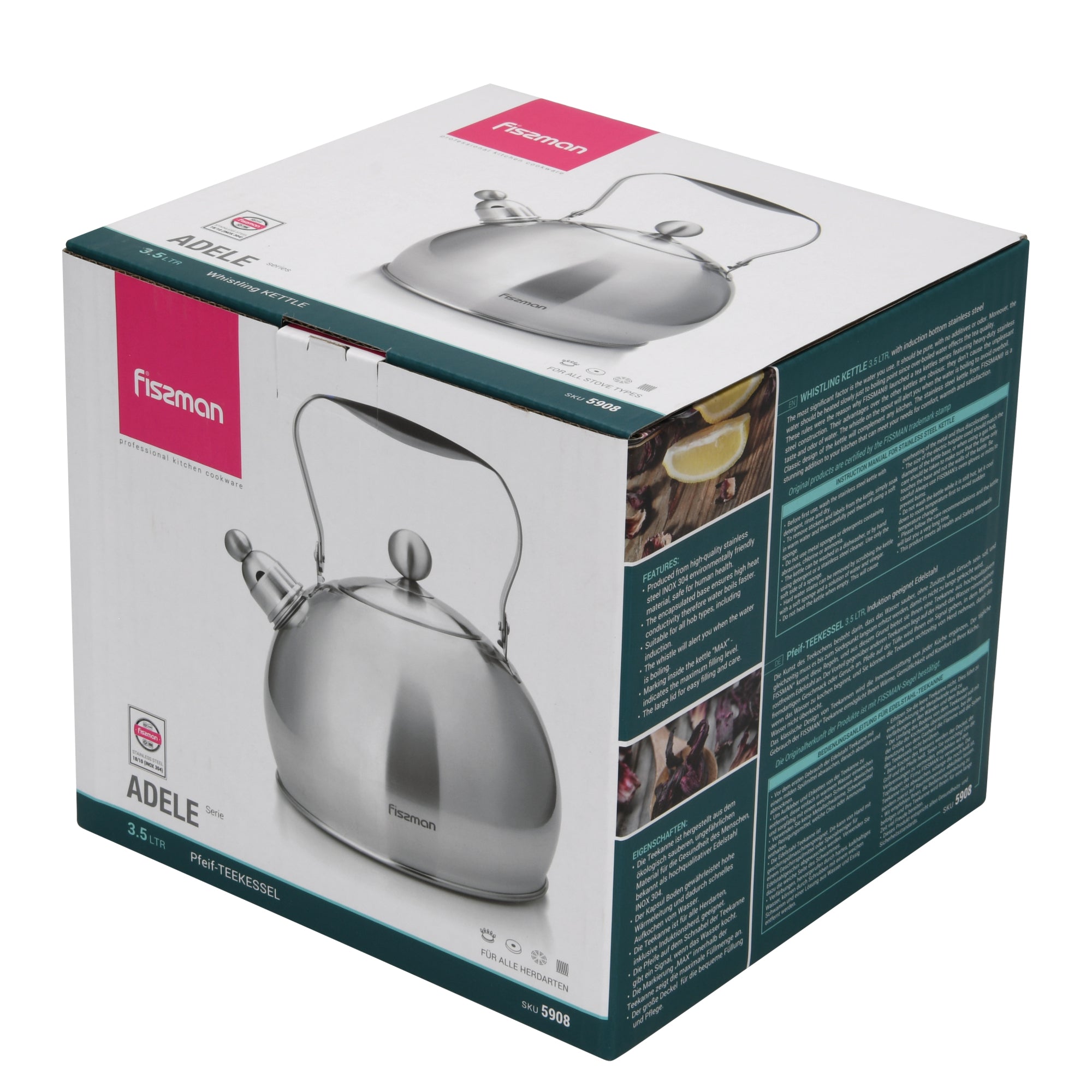 Tetera Premium Adele Acero Inoxidable 3.5 Litros Fissman
