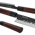 Set 4 cuchillos de cocina Kendo + Afilador y Barra magnética Fissman