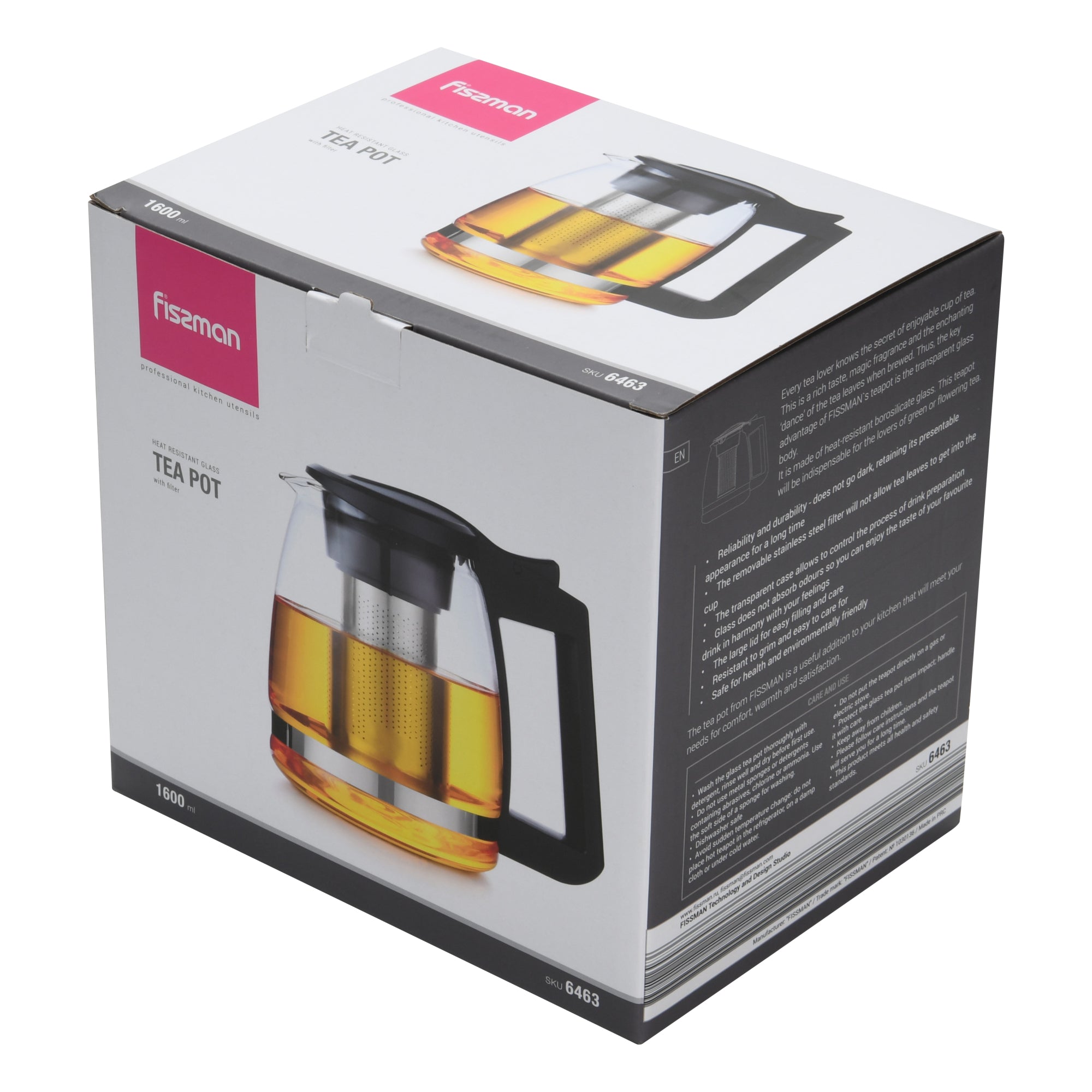 Tetera De Vidrio Con Infusor 1600ml - Fissman