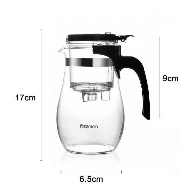 Tetera De Vidrio Con Infusor 900 Ml Gunfu - Fissman