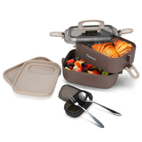 Contenedor Tupper Premium Bento Box Doble 1800ml Brown Fissman