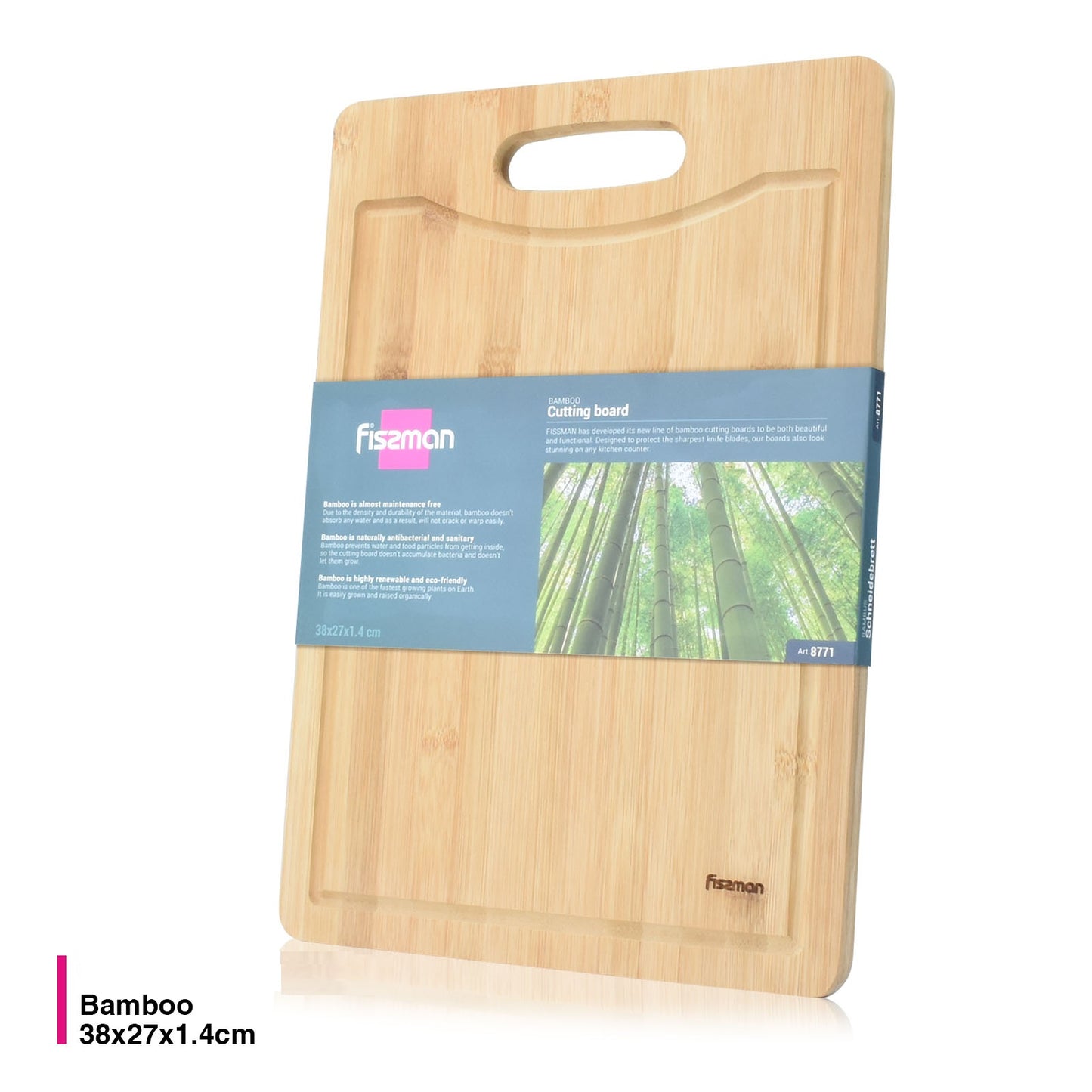 Tabla Madera Bamboo para Cortar 38x27cm Fissman