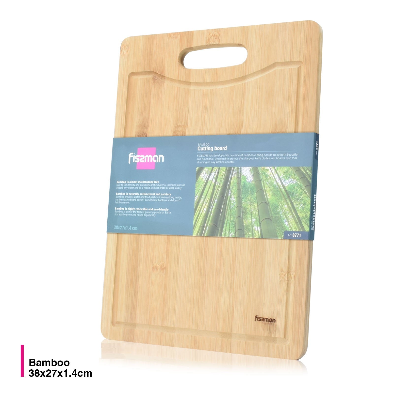 Tabla Madera Bamboo para Cortar 38x27cm Fissman